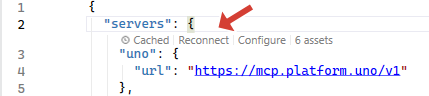 Visual Studio MCP reconnect in mcp.json