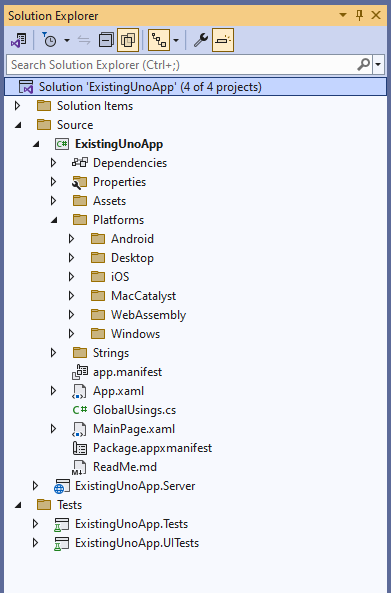 Starting solution structure - SingleProject