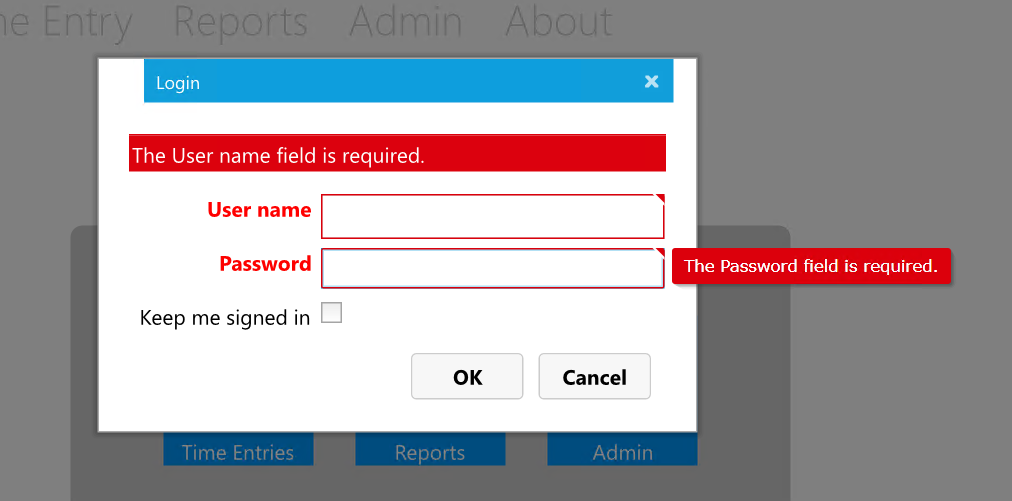 Example Data Form with errors