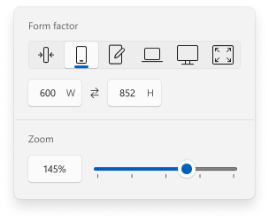 Form factor and zoom level flyout